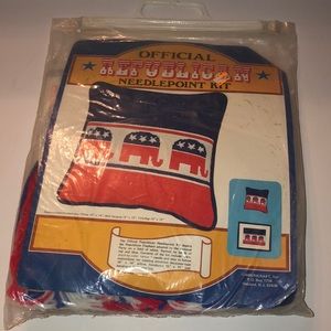 Vintage Official Republican Elephant Needlepoint Kit 15" x 15" New Sealed